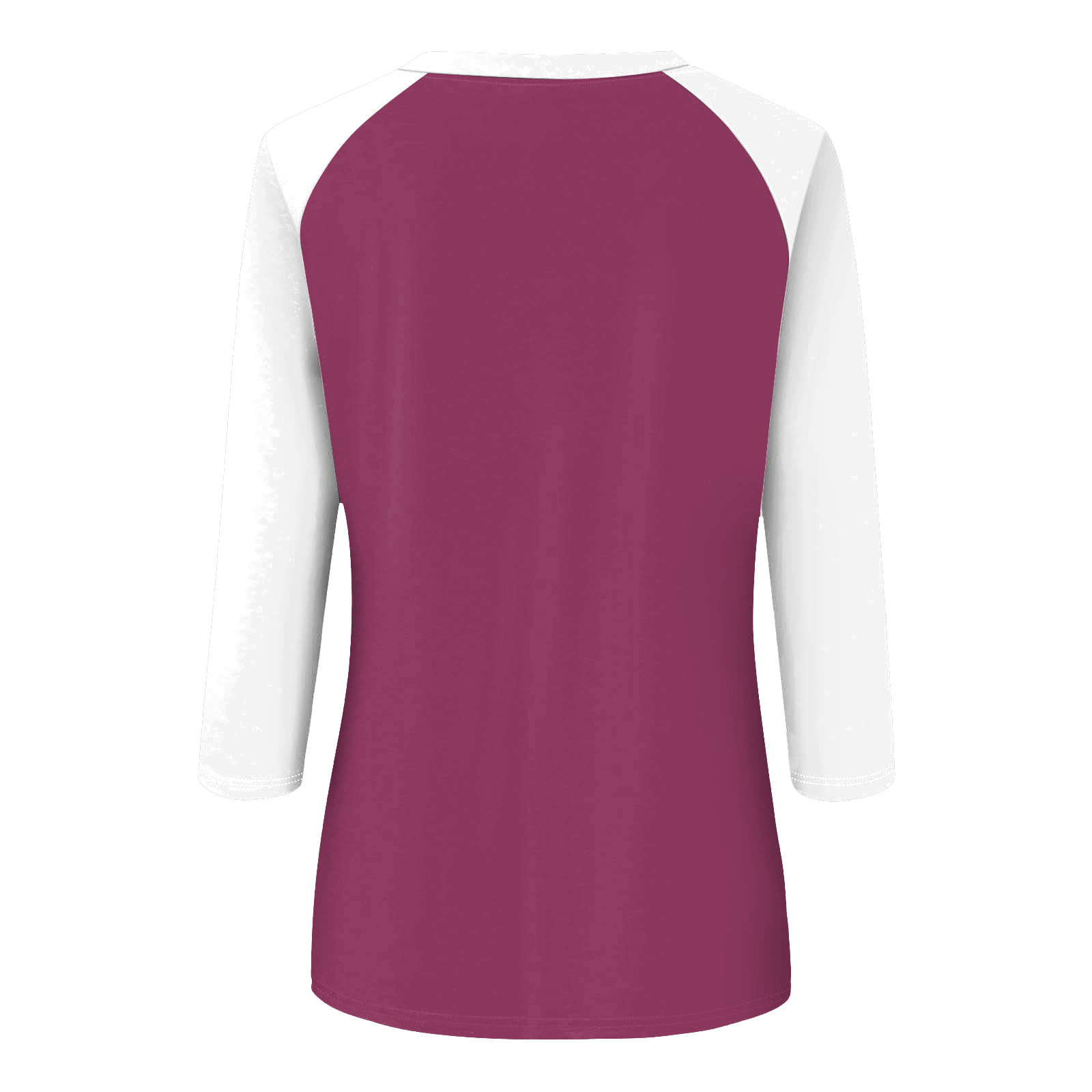 thumbnail image 5 of Camiseta raglán de manga 3/4 para mujer: cuello redondo, estampado informal, versátil para todas las estaciones (S-XXL), 5 of 5